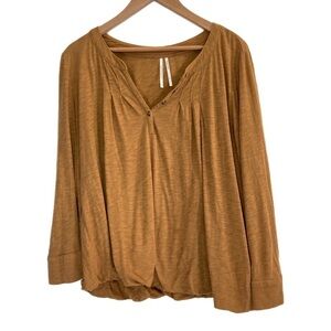 By Anthropologie tan 2 layer long sleeve loungewear tunic blouse